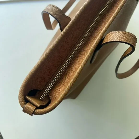 COACH City Zip Tote Saddle Light Brown Crossgrain Leather Bag Gold F58846 - Picture 13 of 13